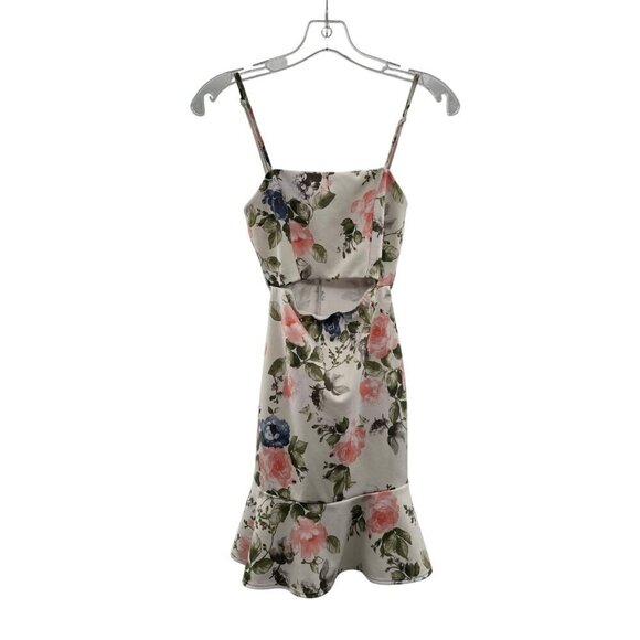 Blue Blush Dresses & Skirts - Blue Blush Women's Ruffle Hem Sheath Cut Out Floral Mini Dress Size Small